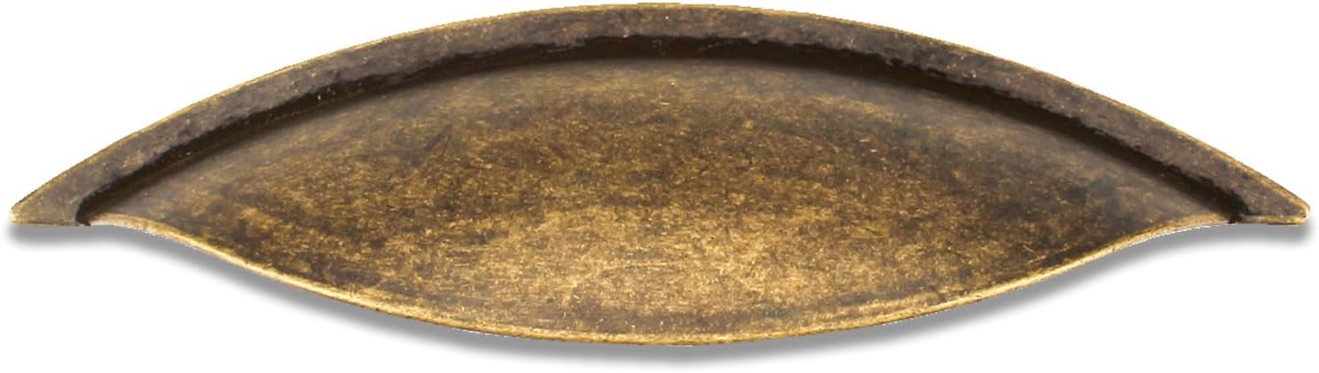 6 Pack Bin Cup Drawer Pull, Antique Brass Cabinet Handles, 2-1/2-Inch Screw Spacing for Kitchen Drawer Dresser Cupboard, 5-1/8-Inch Total Length