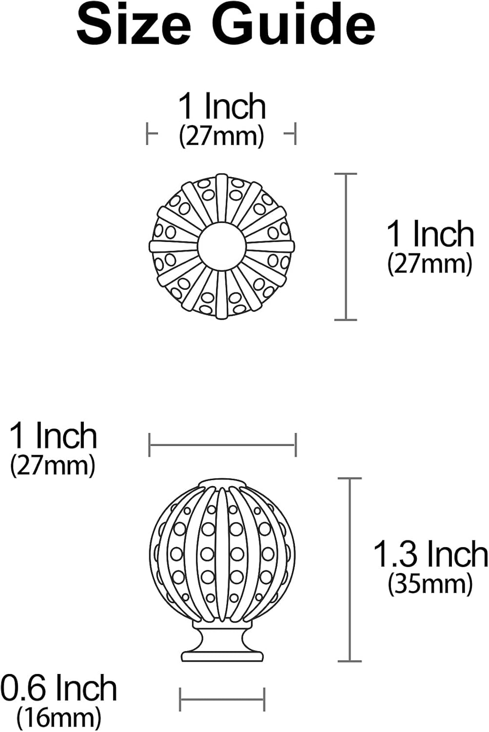 5 Pack Black Nickel Cabinet Knobs, 1 Inch(27mm) Cabinet Hardware Round Crystal Knobs for Cabinets and Drawers