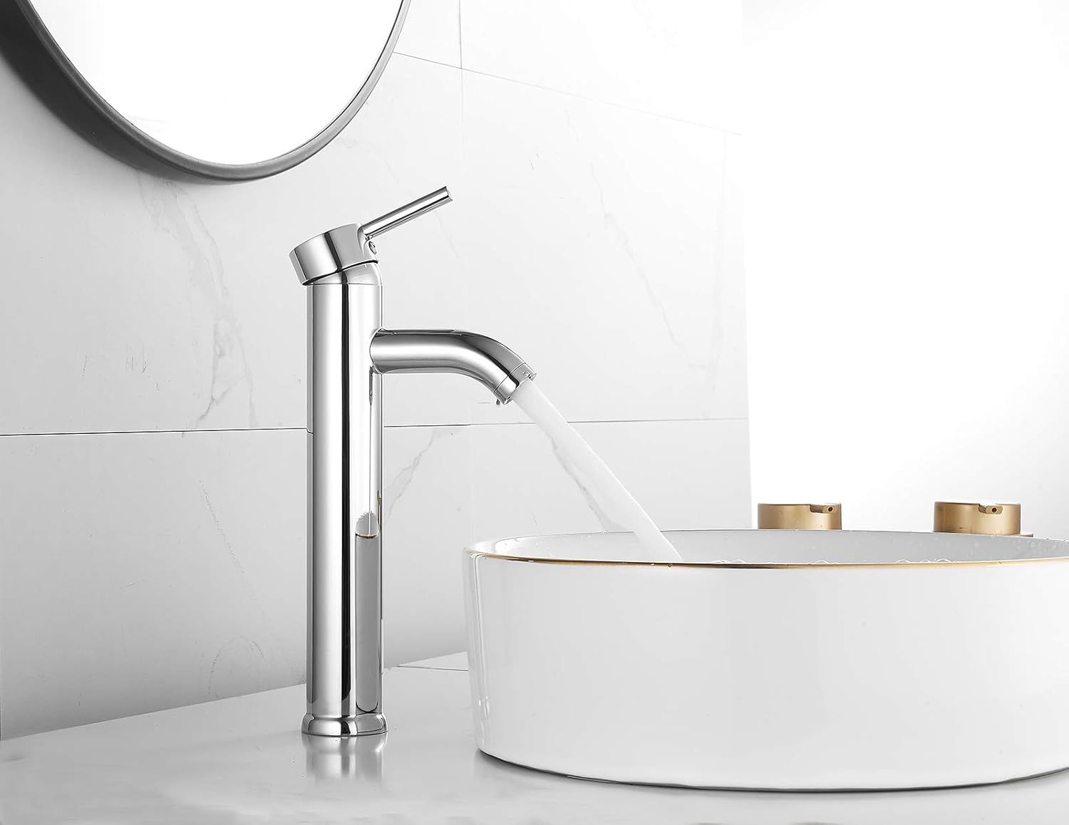 Bathroom Vessel Sink Faucet Chrome Sink Bowl Faucet Tall Brass Single Handle One Hole Aerator Spout Lavatory Vanity Basin Mixter Tap