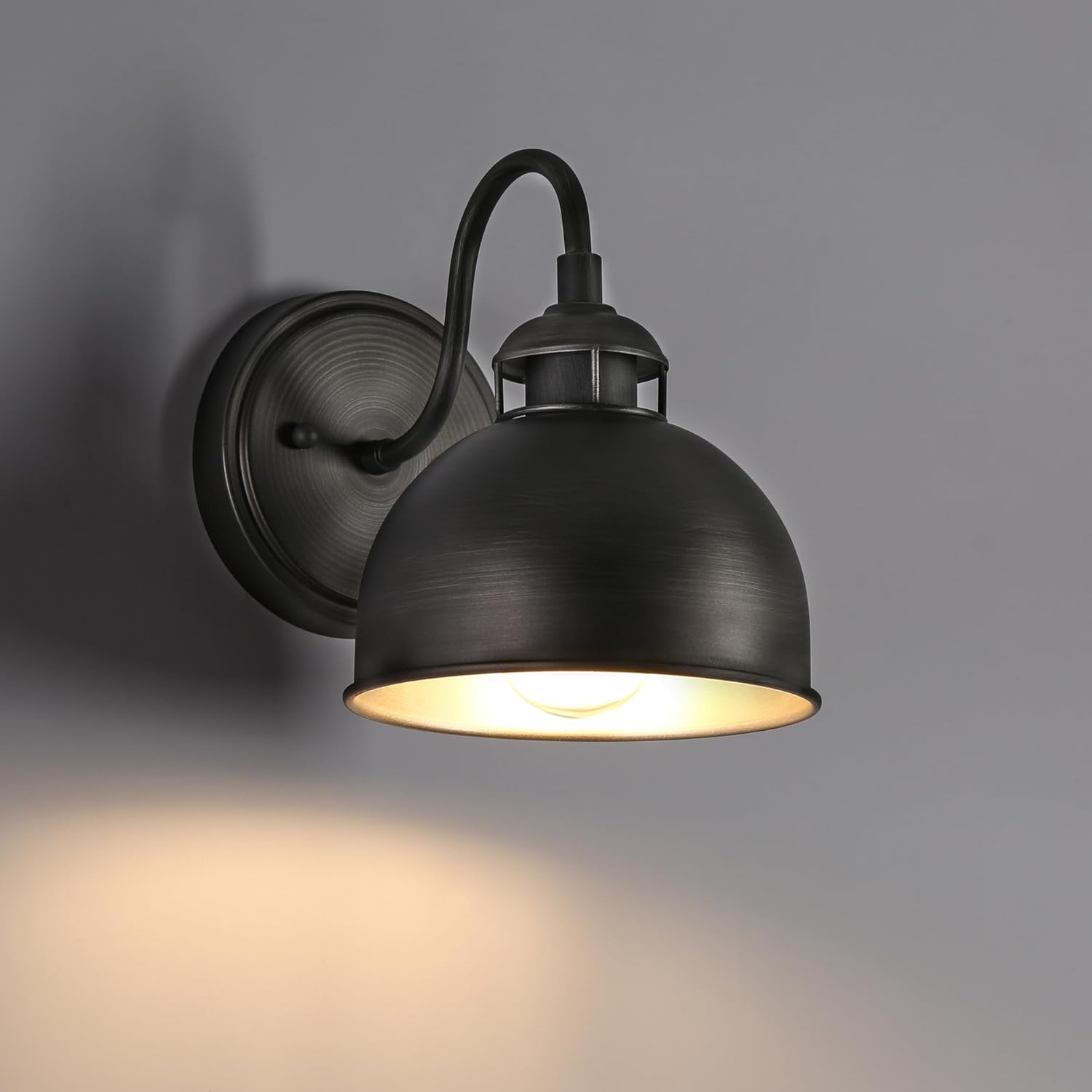 Sconces Wall Lighting, Industrial Dome Bedroom Wall Sconces Indoor, Brushed Antique Silver Metal Wall Sconce Light Fixture