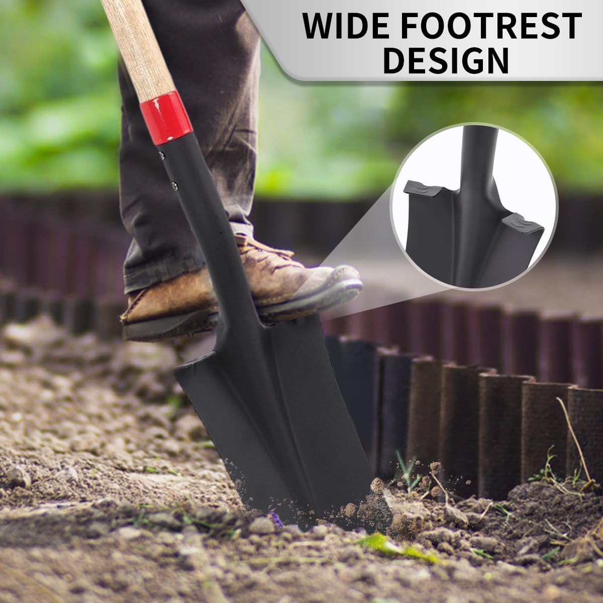 Spade Shovel for Digging, Heavy Duty Shovel with D-Handle, Trench Shovel for Gardening, 45 Inches