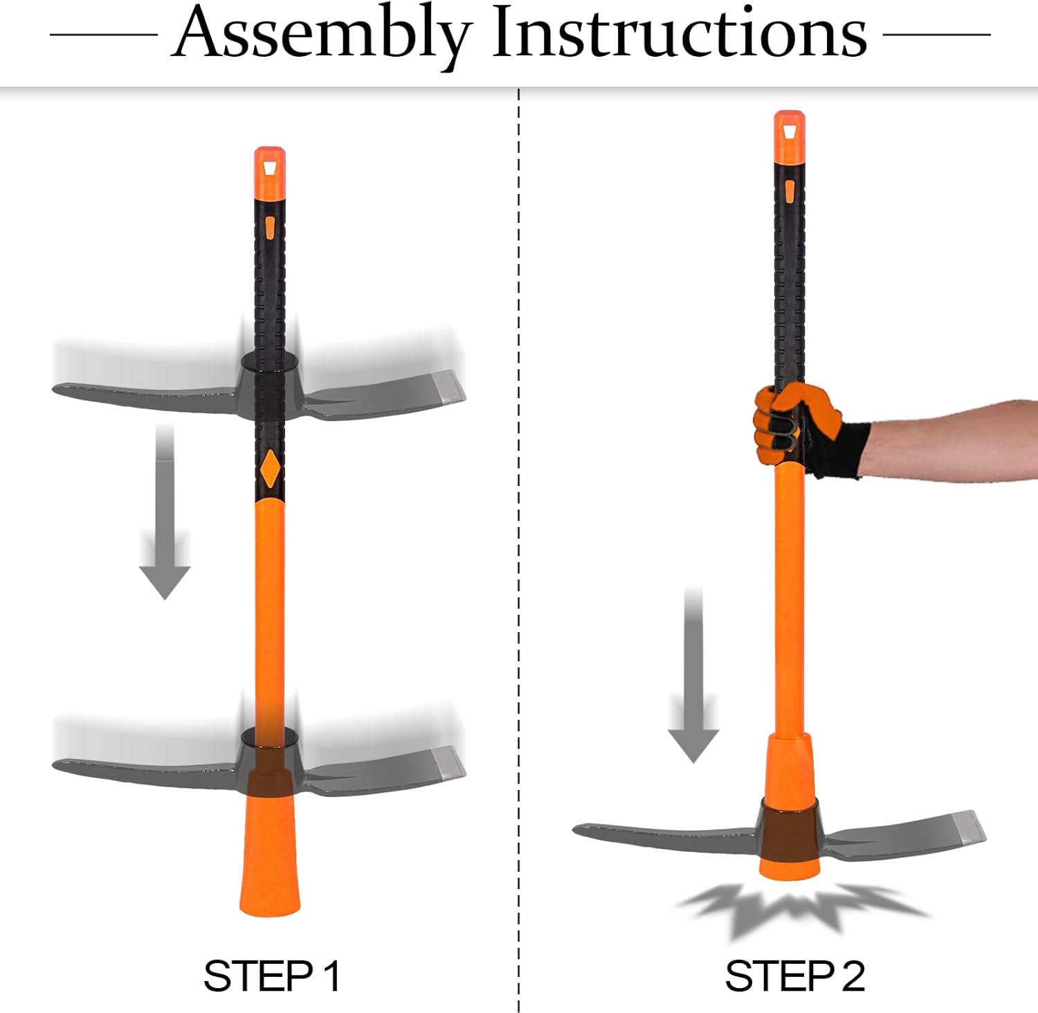 Pick Axe for Digging, Heavy Duty Pickaxe with Shock Absorbing Handle, 36 Inches