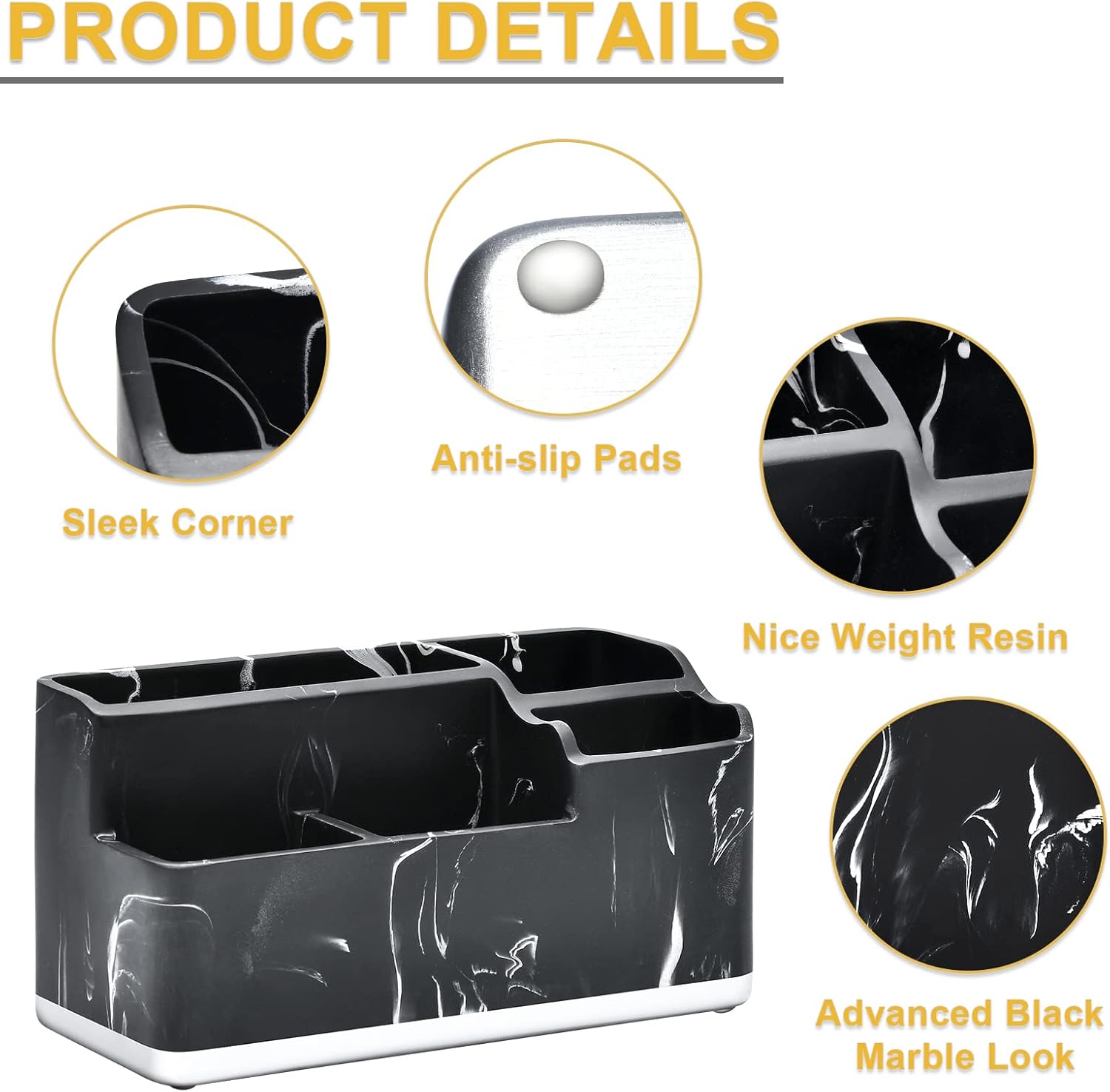 Toothbrush Holders for Bathroom, Bathroom Organizer Countertop, 5 Compartment Bathroom Accessories Storage for Toothpaste/Vanity Counter/Sink