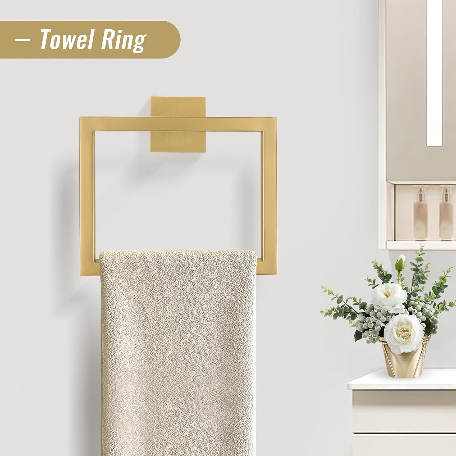 Towel Bar Set, 5-Piece Brushed Gold Bathroom Hardware Set, Gold Bathroom Accessories Set, SUS304 Stainless Steel 23.6 Inch Towel Holder Towel Racks Set Wall Mounted