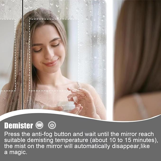 Stainless Steel LED Medicine Cabinet,Bathroom Mirror Cabinet with Light,3 Color,Dimmable,Equipped with Defogger,USB Shavor Socket,Internal Light