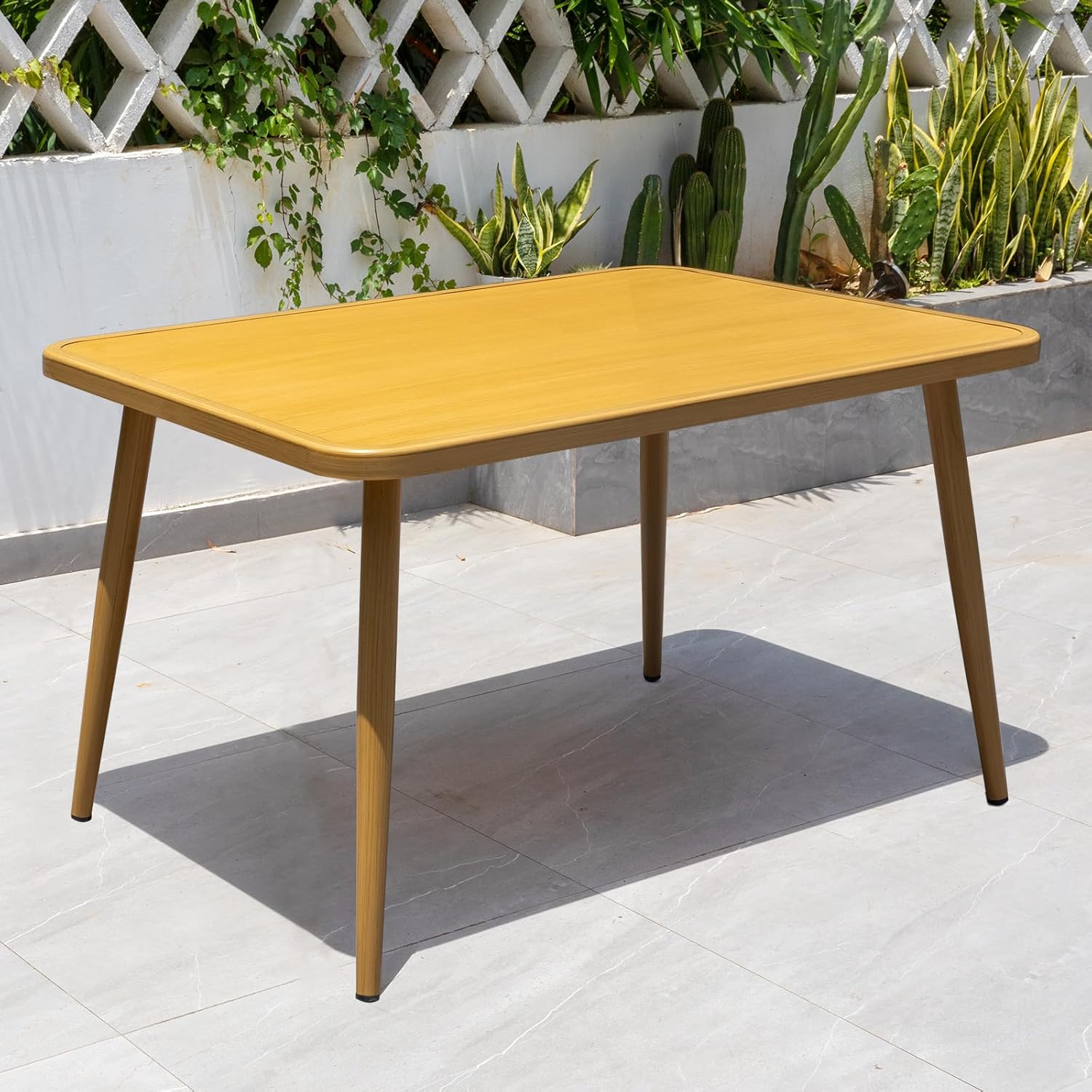Square Outdoor Dining Table Round Patio Bistro Table Aluminum Frame Tapered Legs Patio Dining Table