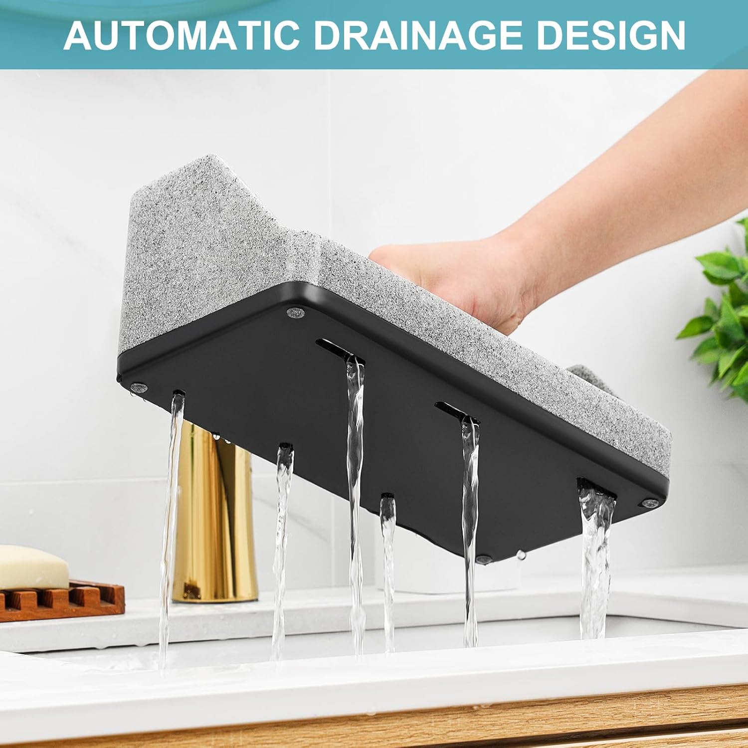 Toothbrush Holder for Bathroom, Bathroom Organizer Countertop, Bathroom Accessories with 5 Compartment Storage for Toothpaste/Vanity Counter