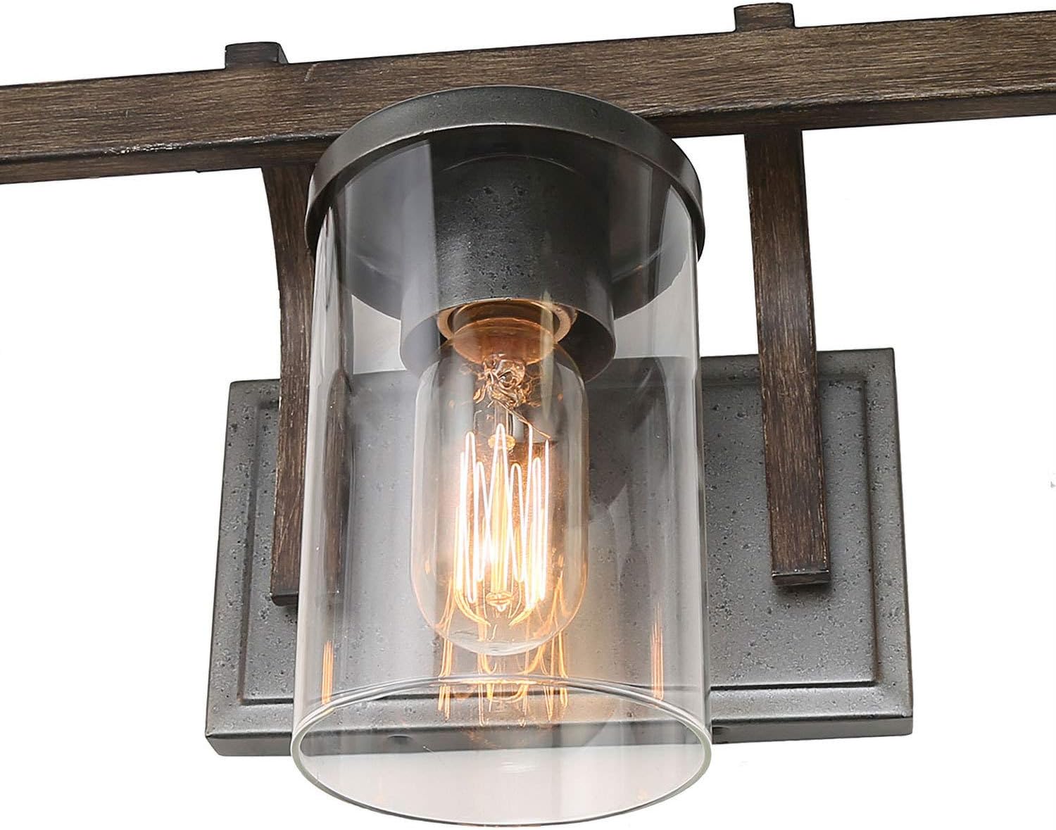 Farmhouse Bathroom Vanity Light Fixtures, Rustic Vanity Lighting with 3 Clear Glass