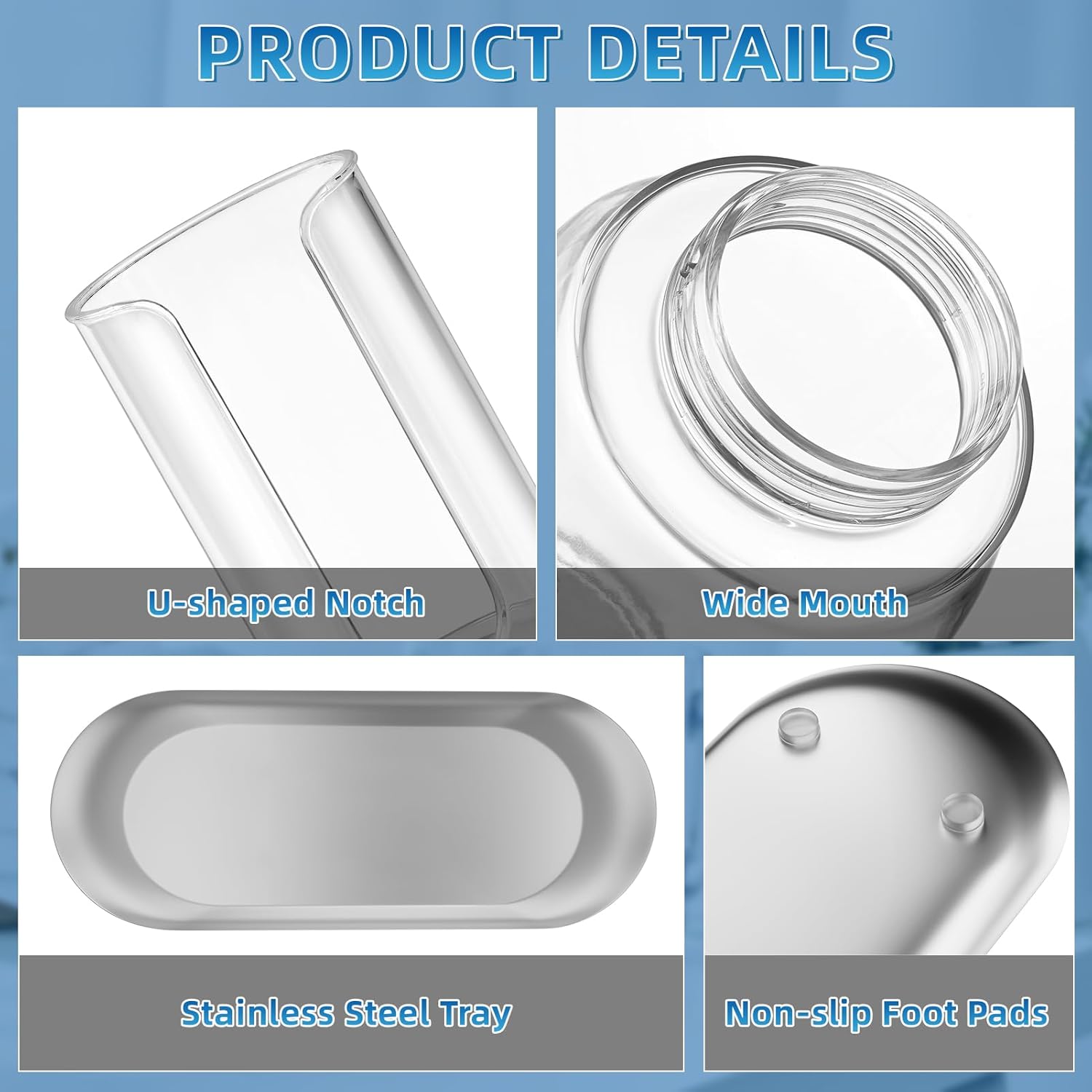 Mouthwash Dispenser for Bathroom, Mouth Wash Pump Bottle with Paper Cup Holder, Plastic 15.2Oz Refillable Clear Mouthwash Container with Stainless Steel Tray