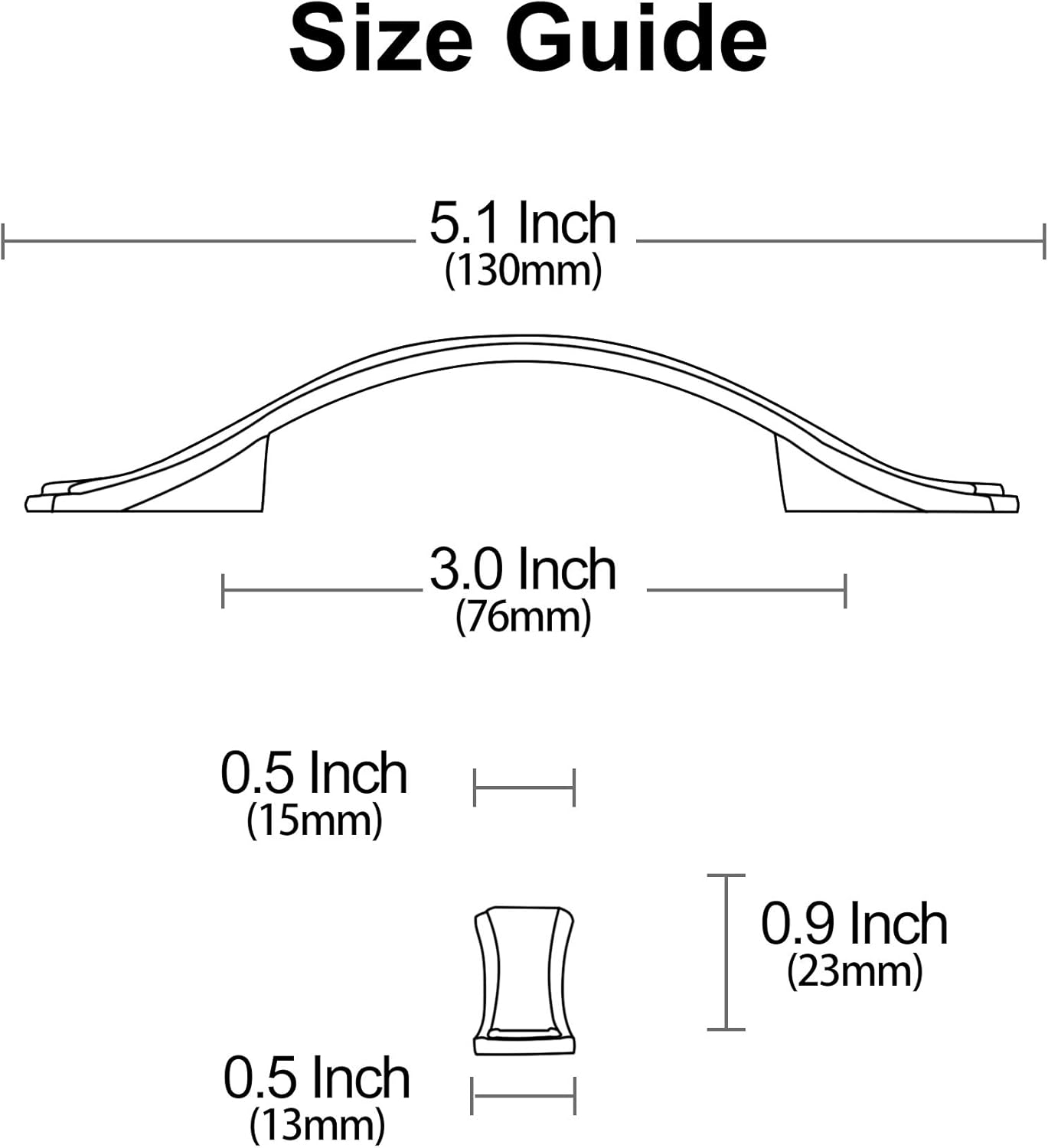 10 Pack Polished Chrome Cabinet Pulls, 3 Inch(76mm) Hole Centers Cabinet Handles Arch Kitchen Hardware for Cabinets and Drawer