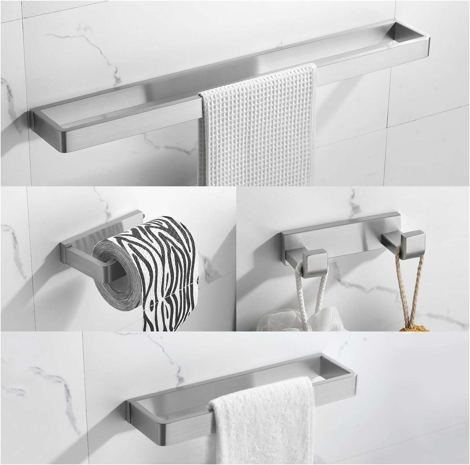 4-Piece Bathroom Hardware Set Brushed Nickel Towel Bar Set Premium Stainless Steel Bath Towel Holder Sets Towel Racks Wall Mounted