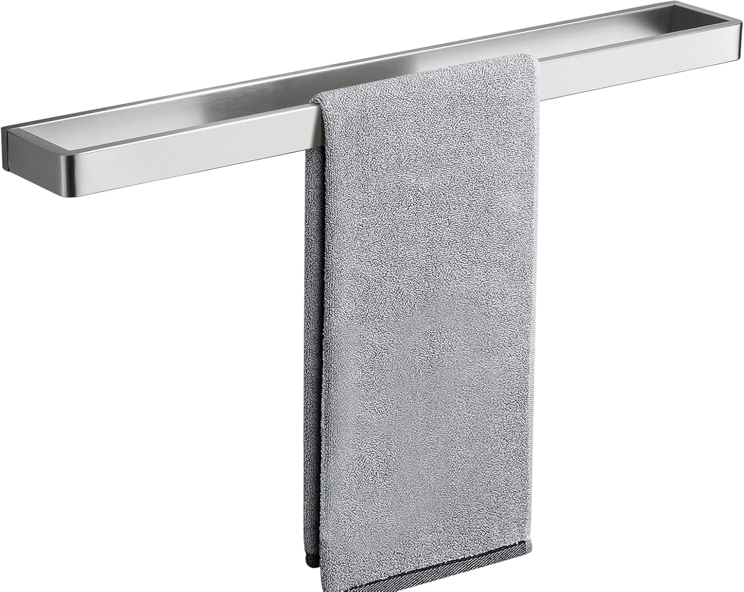 Bathroom Towel Bar Brushed Nickel, 23.6 Inch 304 Stainless Steel Bath Accessories Towel Rack Hanger, Bathroom Kitchen Square Hand Towel Holder Wall Mounted