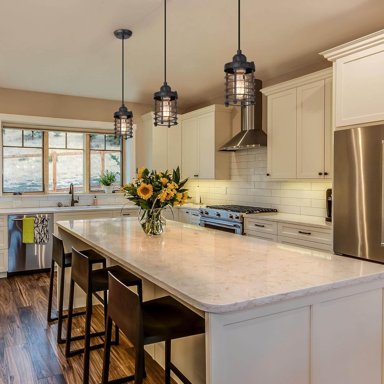 Mini Rustic Industrial Hanging Pendant Lighting with Rusty Finish for Kitchen Island, Foyer, Hallway, Bedroom and Entryway