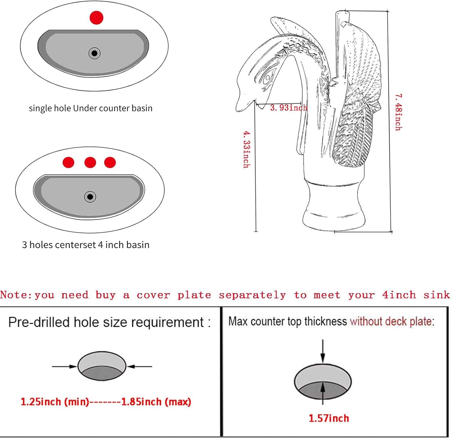 Bathroom Faucet Chrome Swan Single Handle One Hole Lavatory Vanity Sink Basin Faucets