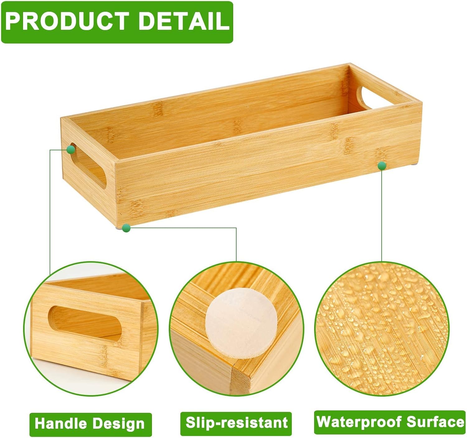 Toilet Tray, Bamboo Toilet Paper Storage with Handles, Toilet Paper Tray Holder Organizer Basket for Toilet Tank/Bathroom/Kitchen Counter