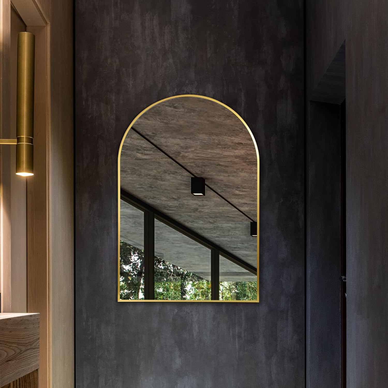 Arched Wall Mirror for Bathroom,Mirrors for Wall,24''x36'',Vanity Mirror for Bedroom Dresser, Entryway, Living Room, Metal Frame (36''x24'',Gold)