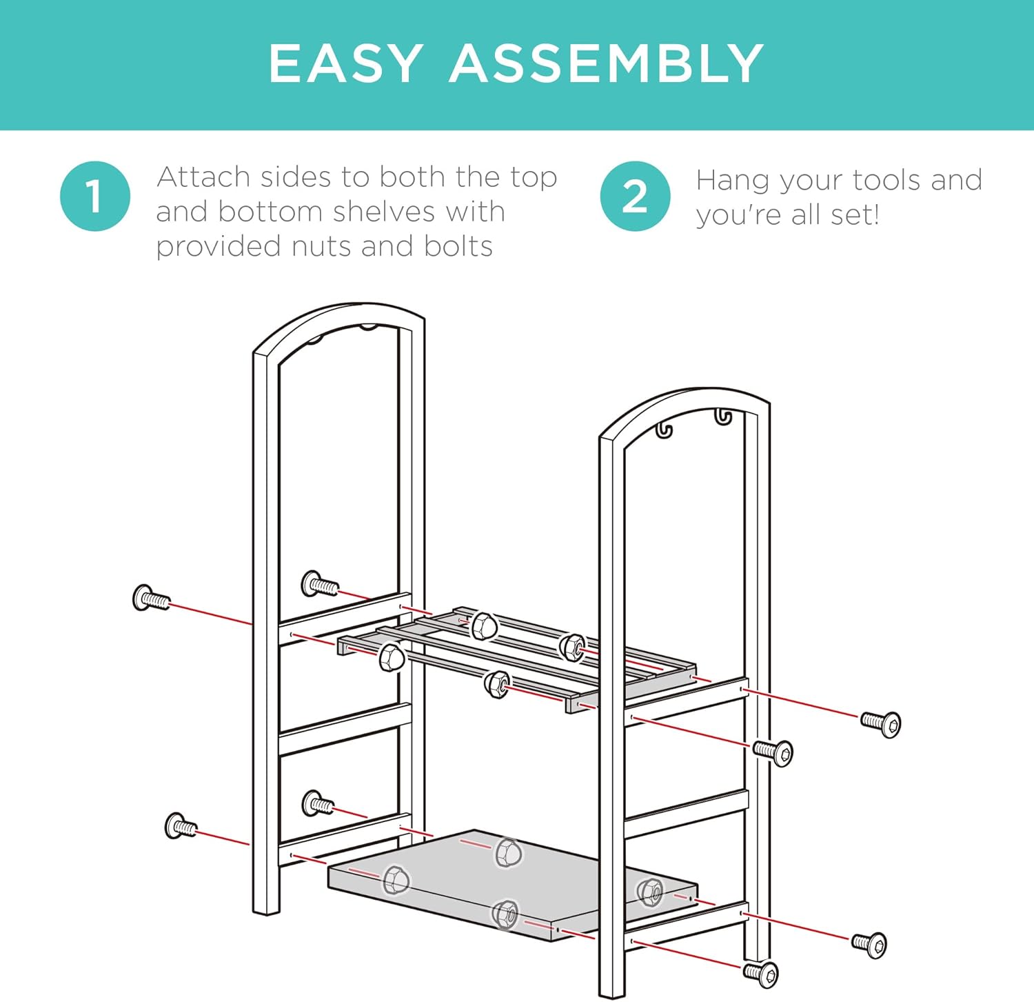 5-Piece Indoor Outdoor Wrought Iron Firewood Log Storage Rack Holder Firepit Tools Set