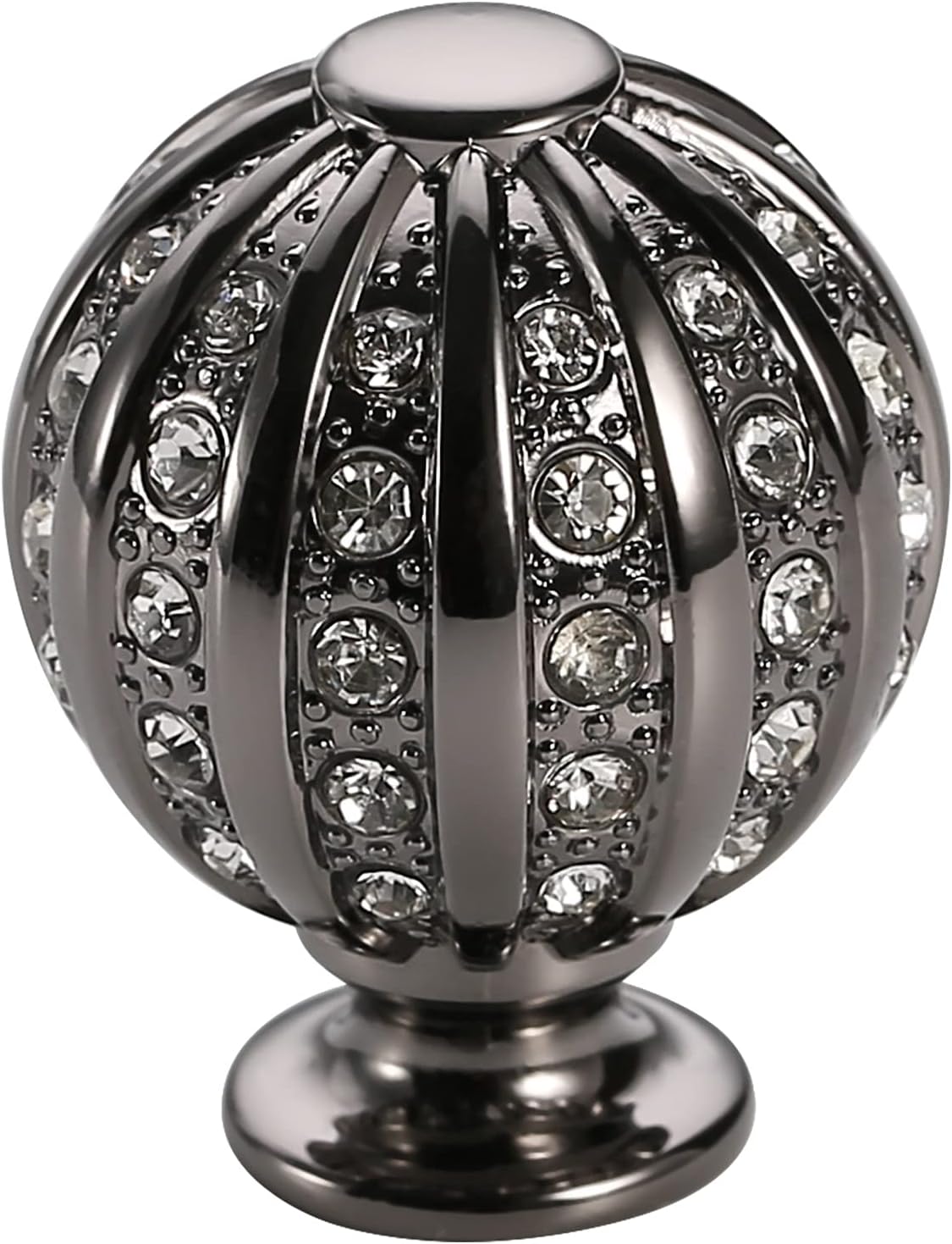 5 Pack Black Nickel Cabinet Knobs, 1 Inch(27mm) Cabinet Hardware Round Crystal Knobs for Cabinets and Drawers