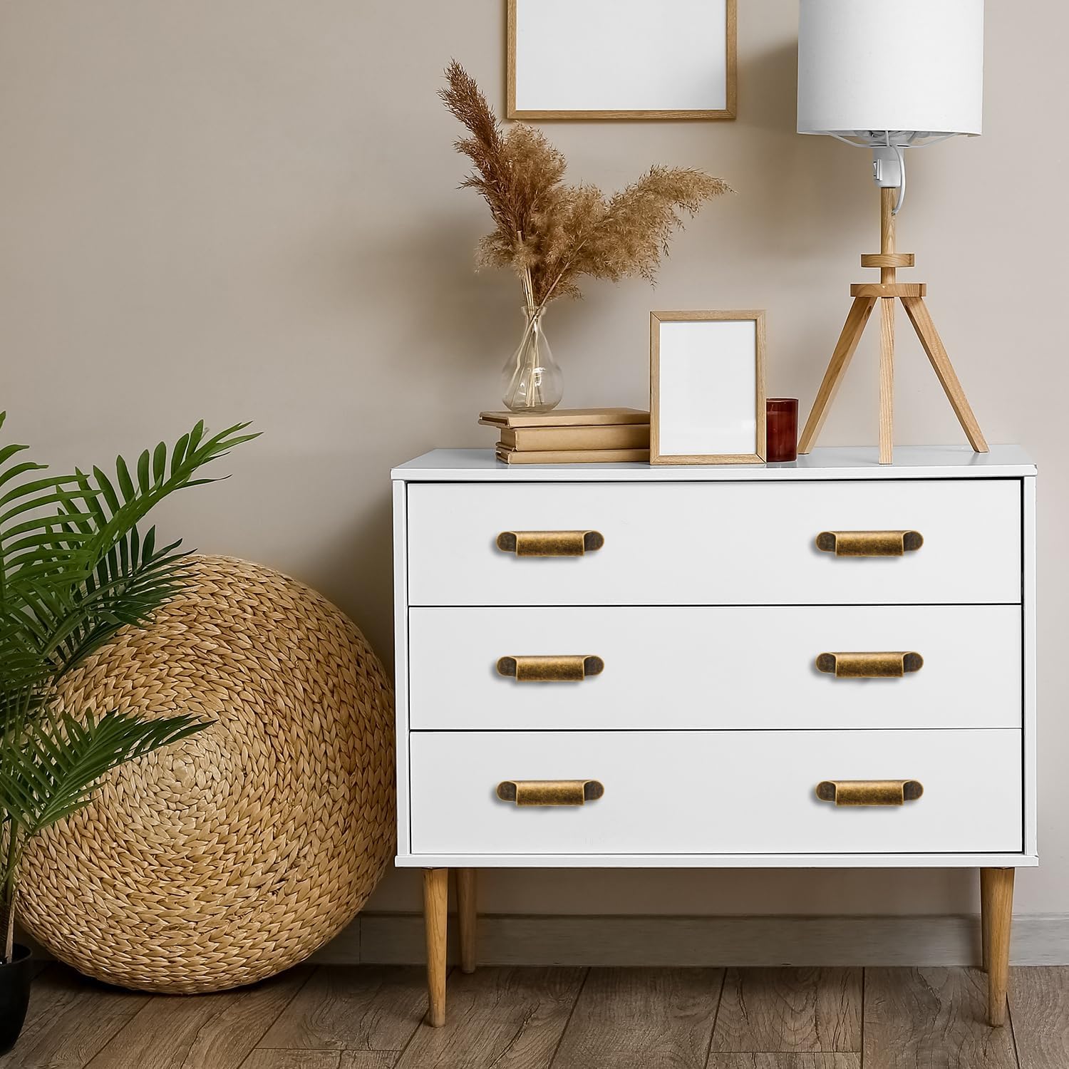 6Pack Antique Retro Zinc Alloy Cabinet Pulls, 3 Inch Hole Centers for Kitchen Cupboard Handles Drawer Dresser Pulls Bathroom Cabinet Hardware Pulls Wardrobe Door Handles