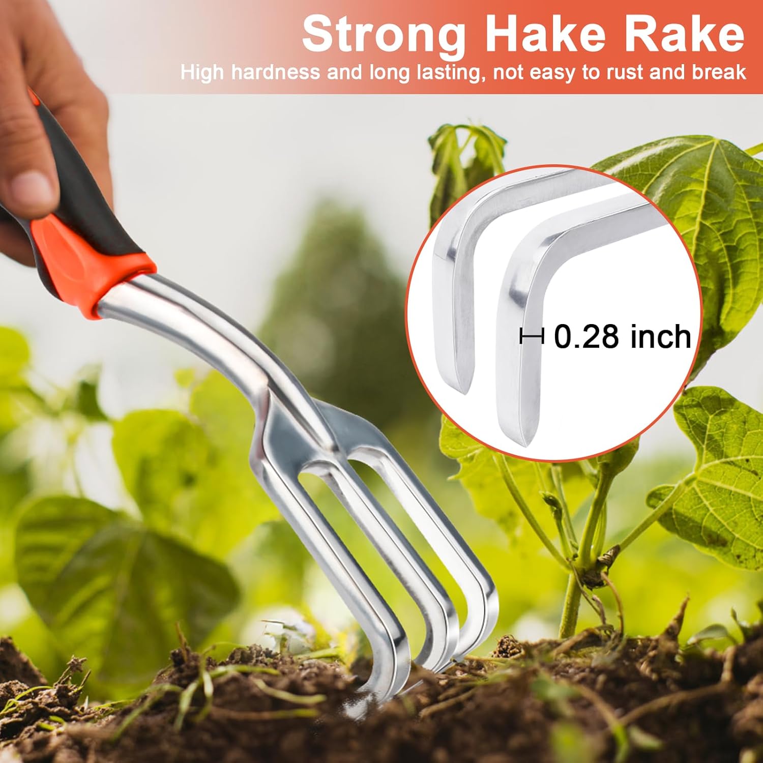 Hand Rake Garden Tool, Heavy Duty Hand Cultivators for Gardening, Small Garden Claw Tool Garden Hand Rake with Ergonomic Handle