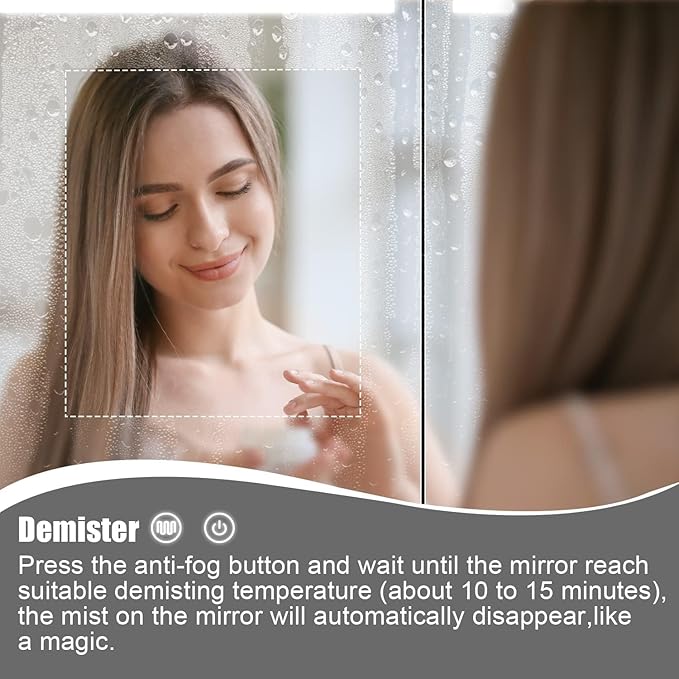 LED Medicine Cabinet,Bathroom Mirror Cabinet with Lights,24×28inch,Internal Light,USB Shaver Socket,3 Color,Dimmer,Demister,Detachable Side Mirror for Surface Mounted and Recess Mounted