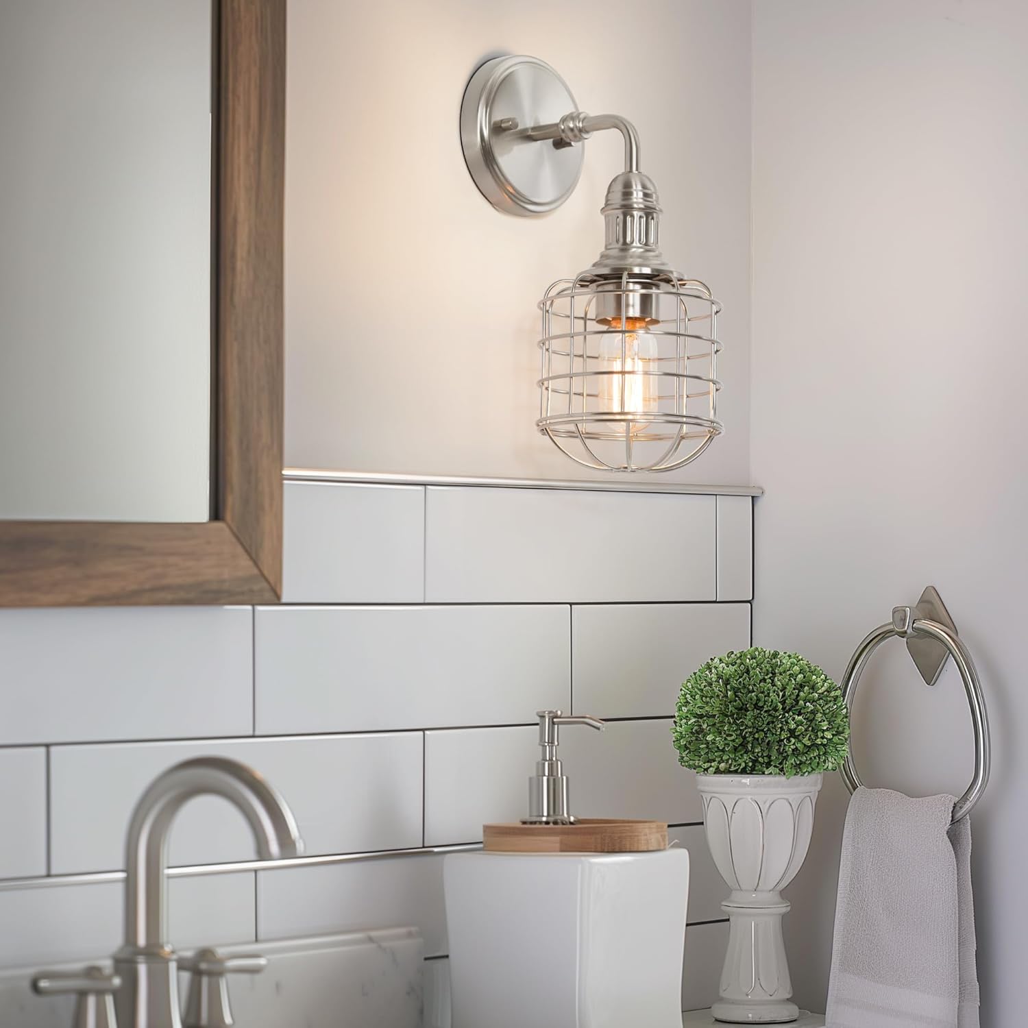 Modern Chrome Cage Bedroom Bathroom Wall Sconces Indoor