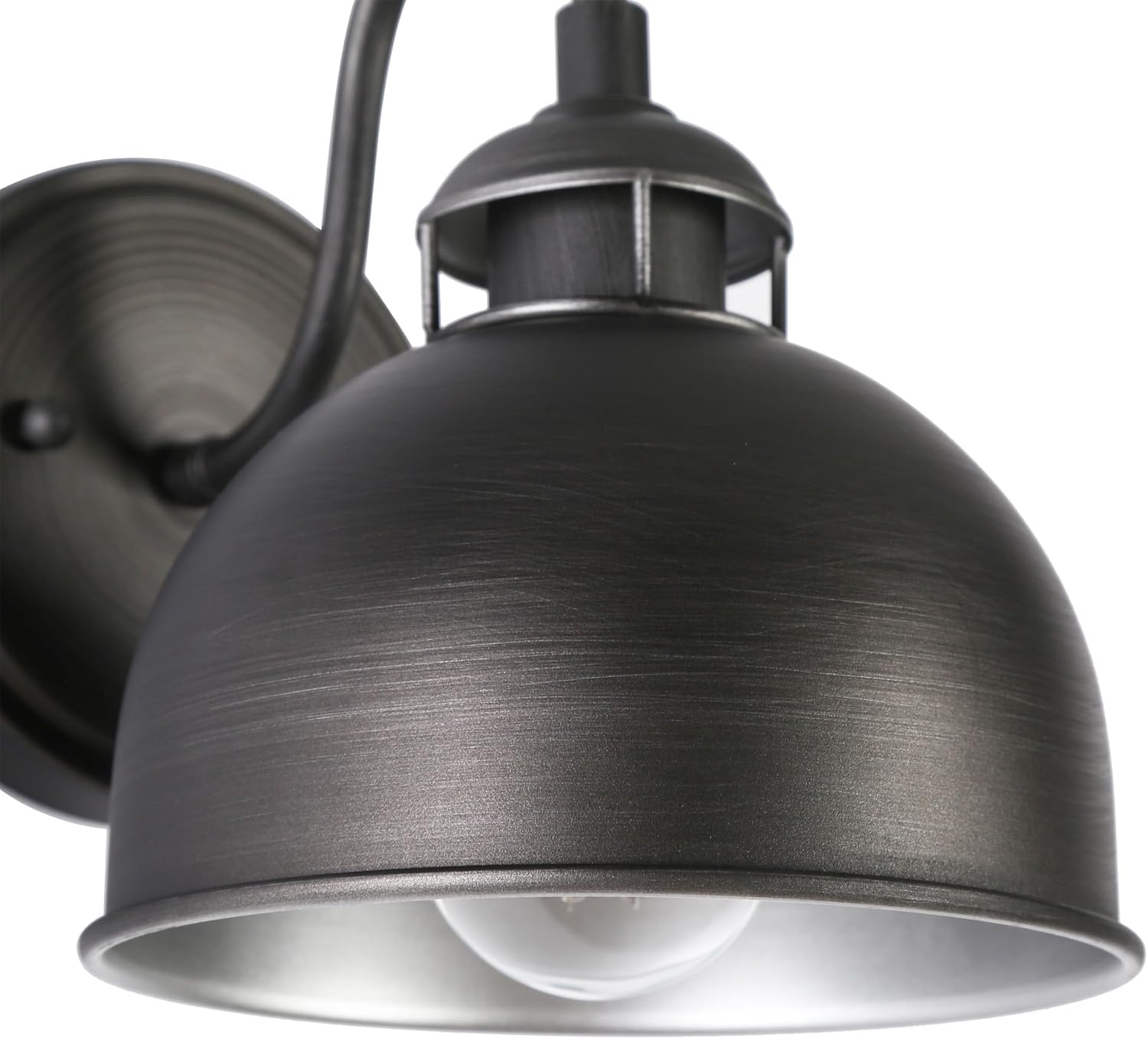 Sconces Wall Lighting, Industrial Dome Bedroom Wall Sconces Indoor, Brushed Antique Silver Metal Wall Sconce Light Fixture