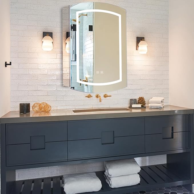 Oval Medicine Cabinet with Lights, 20" x 31" Bathroom Medicine Cabinet with Mirror Anti Fog and 3 Light Settings