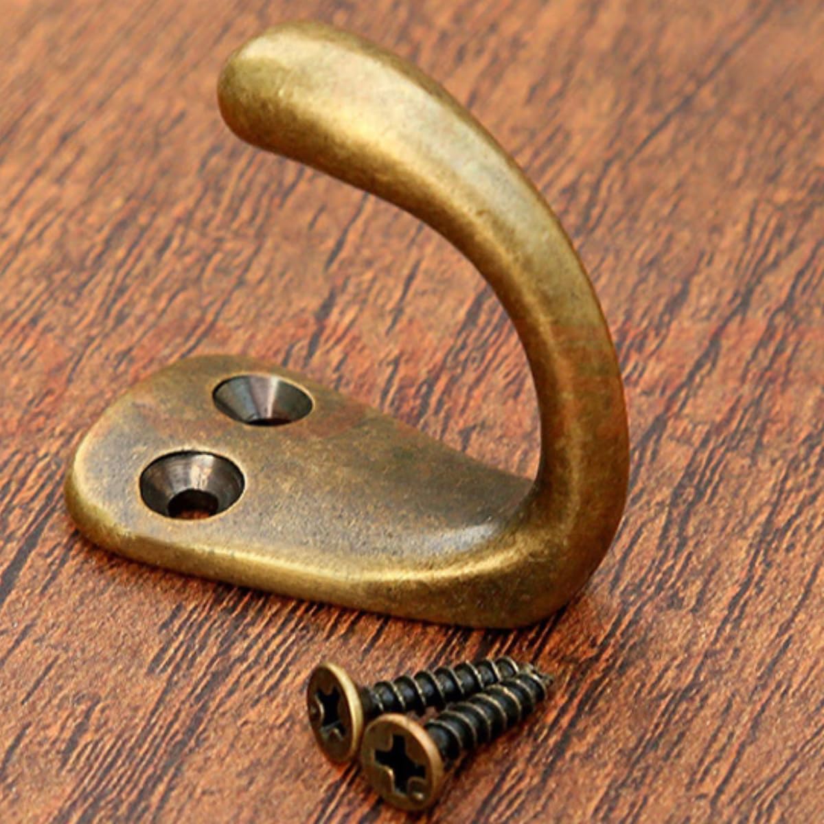 3PCS Antique Brass Coat and Hat Hook Brass Classico Wall Hanging for Bath Stands Clothes Hangers Scarf Towel (Vintage)