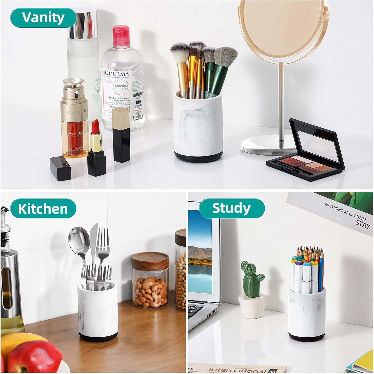 Toothbrush Holders for Bathrooms, Toothpaste Tooth Brushing Holder, Bathroom Organizer Countertop for Vanity/Makeup Brushes