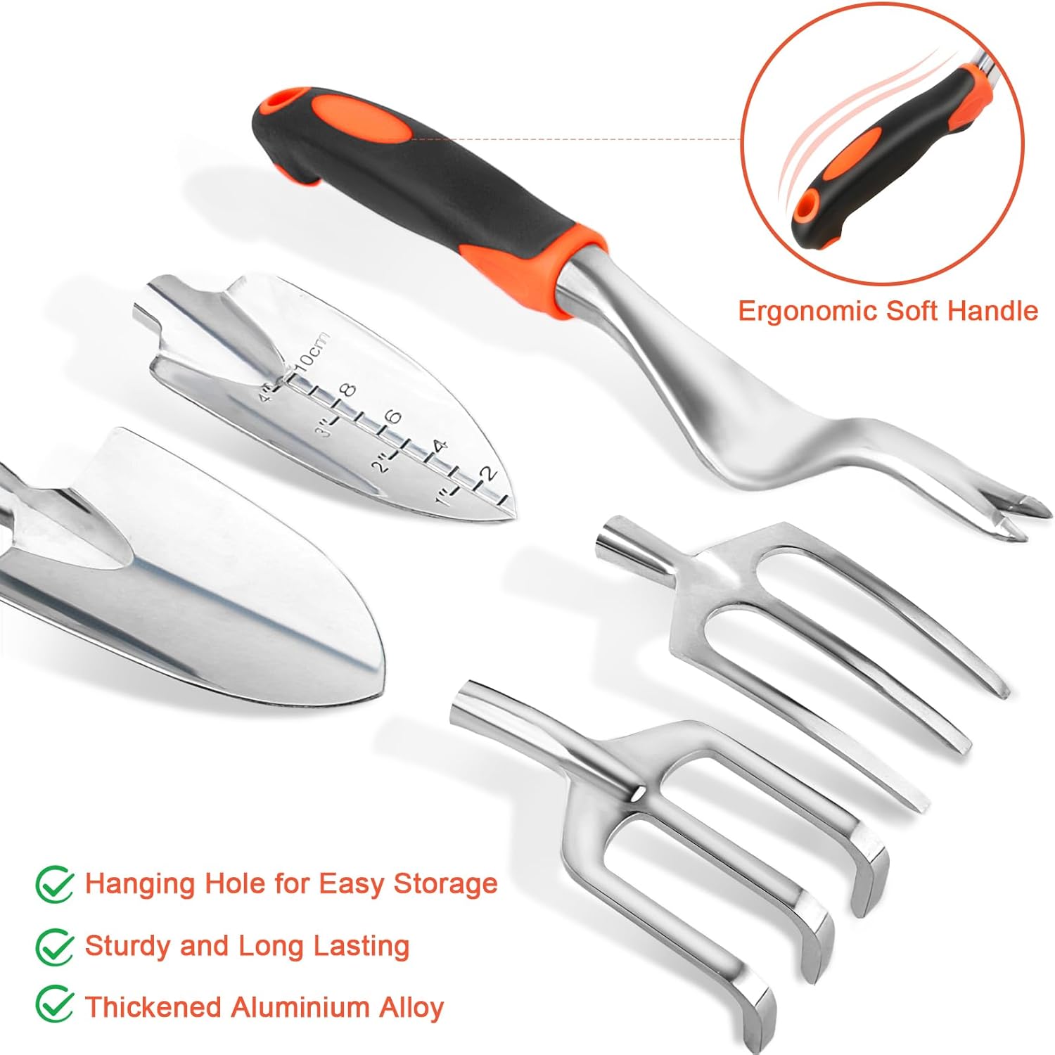 8 Piece Gardening Tools Set with Non Slip Ergonomic Handle, Heavy Duty Garden Tool Set with Storage Bag