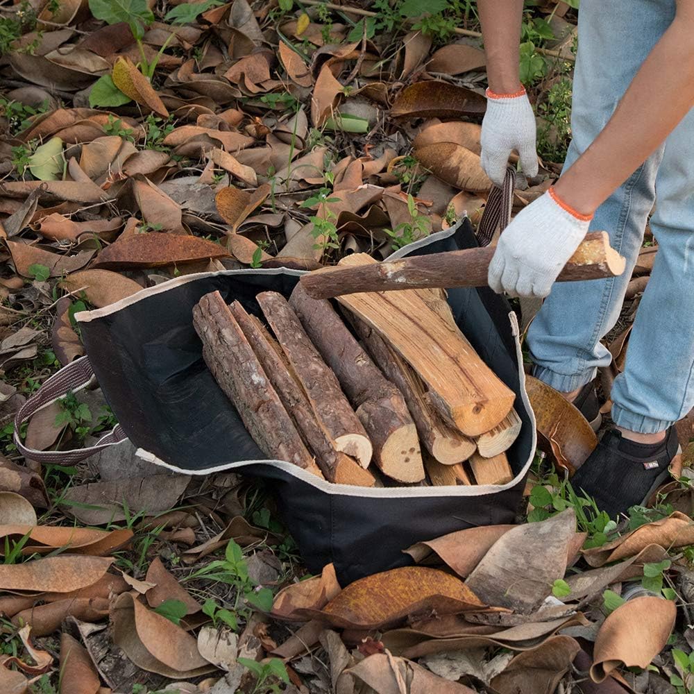 Large Canvas Log Tote Bag Carrier Indoor Fireplace Firewood Holder Woodpile Rack Fire Wood Carriers