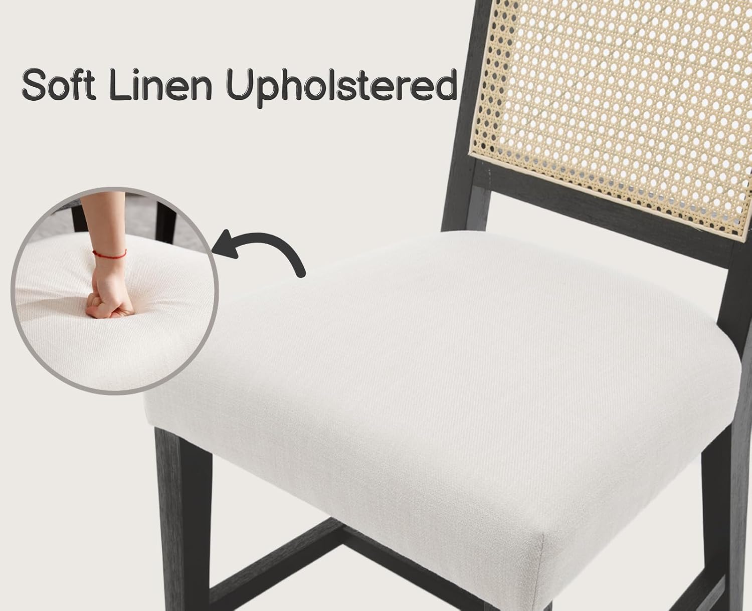 Dining Room Chairs with Cane Back Mid Century Modern Kitchen Chairs Natural Wood Frame Side Chairs