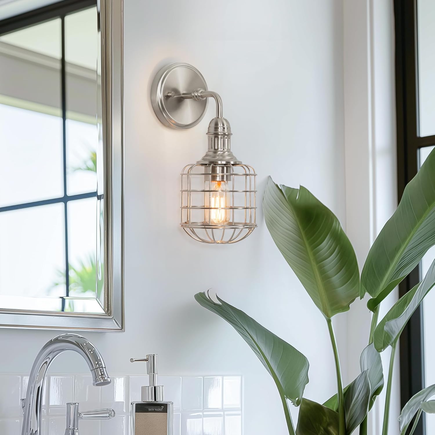 Modern Chrome Cage Bedroom Bathroom Wall Sconces Indoor