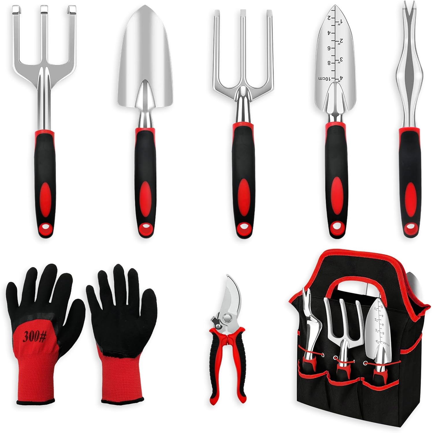 8 Pieces Aluminum Heavy Duty Gardening Kit with Ergonomic Handles, Gardening Bag, Ideal Gardening Tool Set
