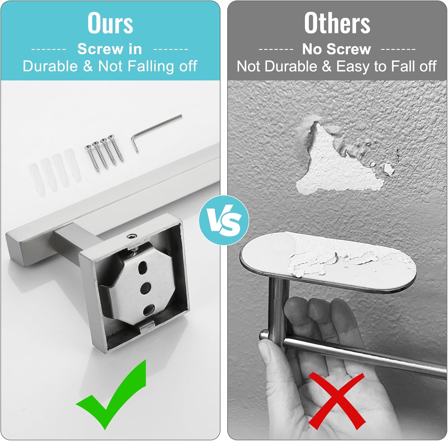 Towel Bar Brushed, 25 Inch 304 Stainless Steel Bathroom Towel Rack, Towel Holder Bathroom Accessories Wall Mounted, Total Length 27 Inch