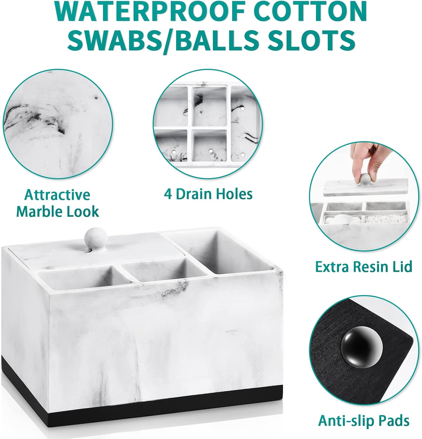 Toothbrush Holders for Bathrooms, Bathroom Countertop Organizer for Vanity/Sink/Cotton Swab, 5 Slots Tooth Brush/Toothpaste Holder Storage