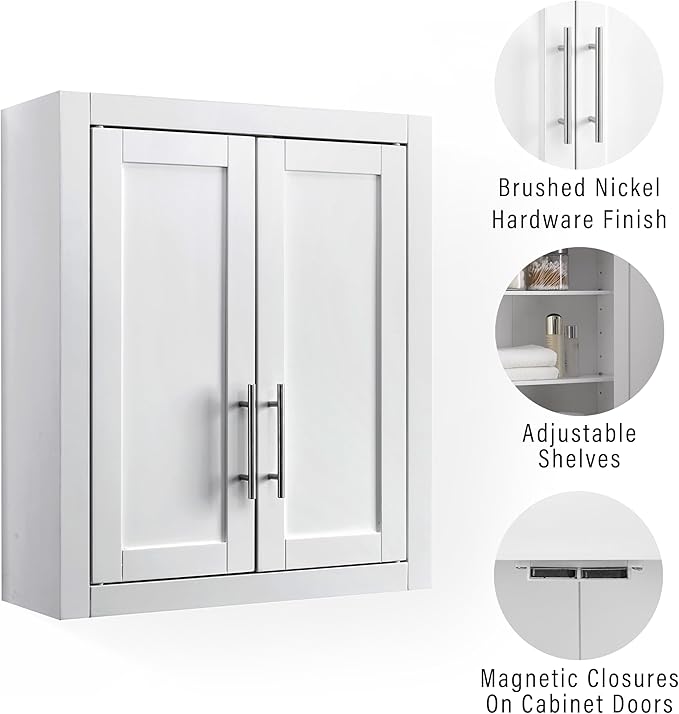 Wall Mounted Bathroom Storage Medicine Cabinet with Shelves, White