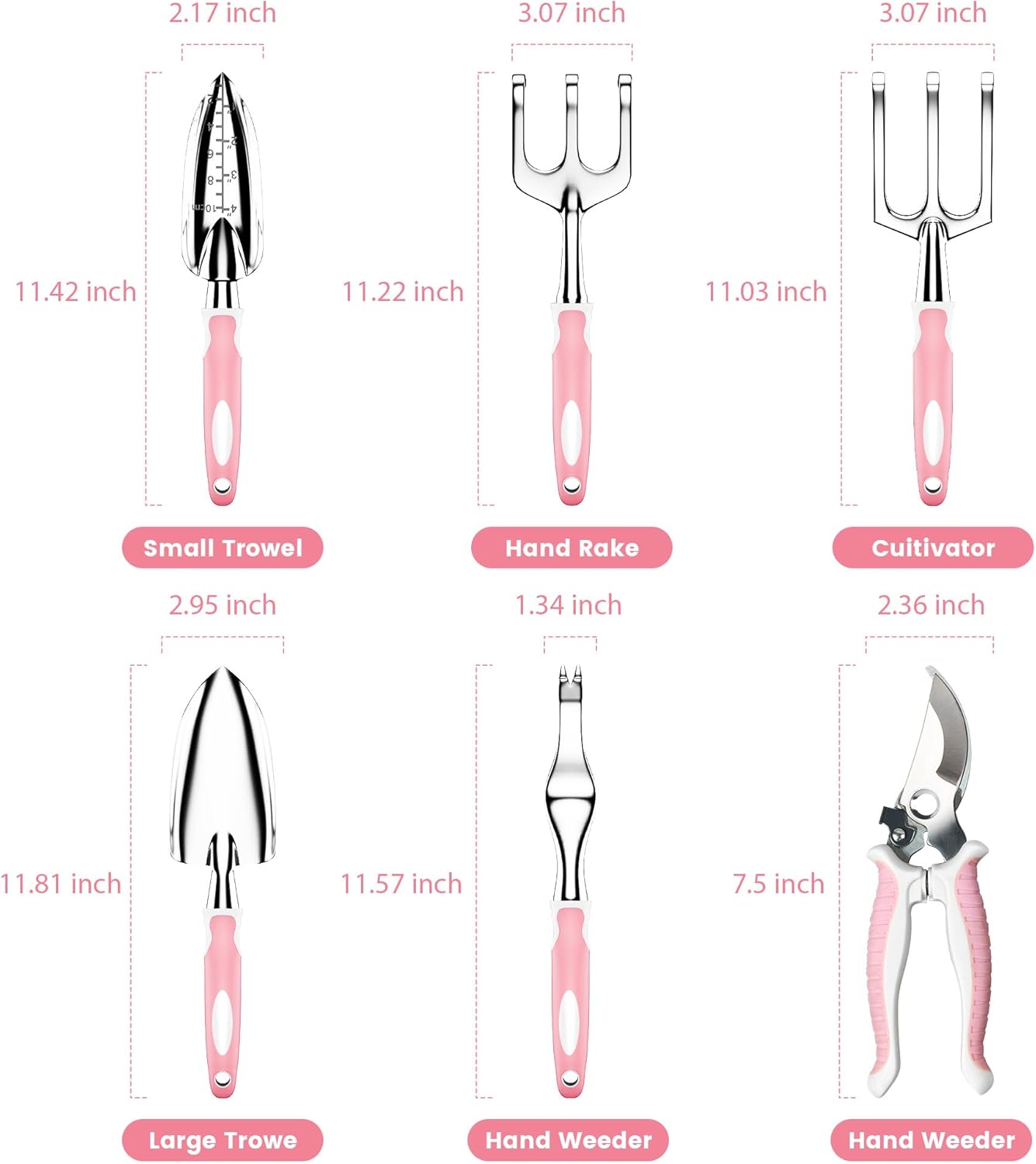  8 Piece Gardening Tools with Bag, Heavy Duty Stainless Steel Garden Tools Set, Outdoor Hand Tools