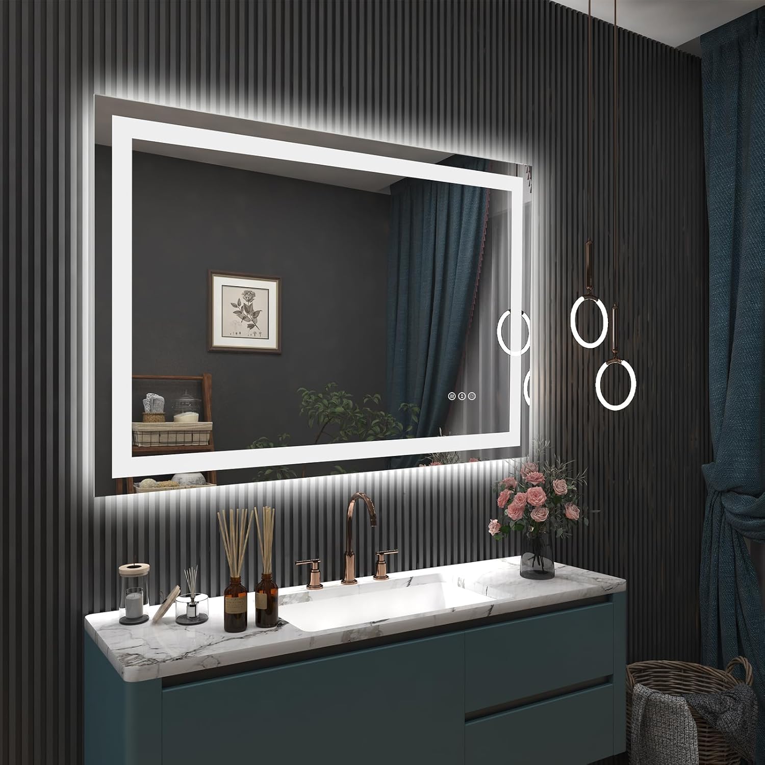 44x36 LED Lighted Mirror for Bathroom Wall Mounted, Dimmable Vanity Mirror with Lights, Anti-Fog, ETL Listed