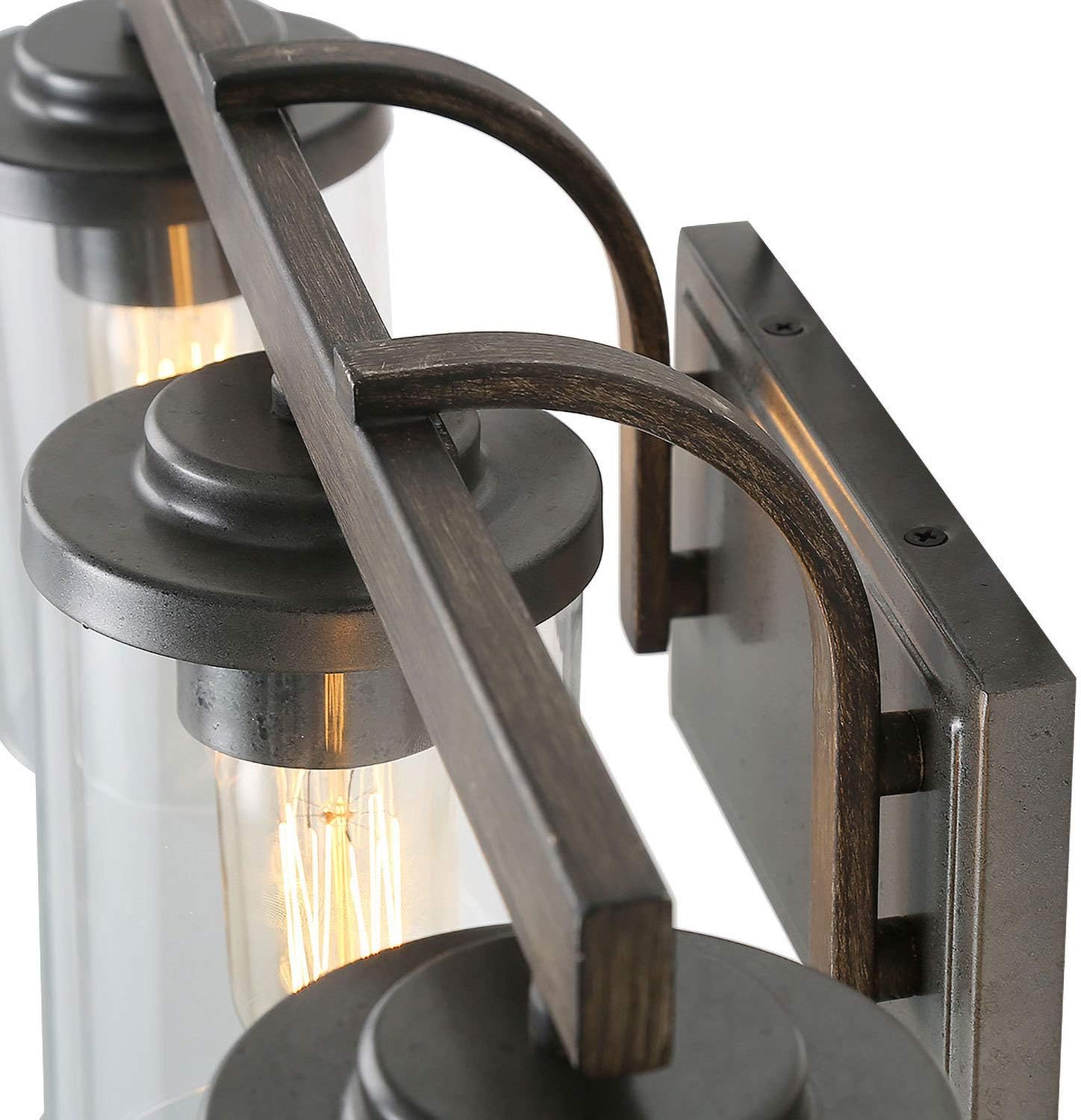 Farmhouse Bathroom Vanity Light Fixtures, Rustic Vanity Lighting with 3 Clear Glass