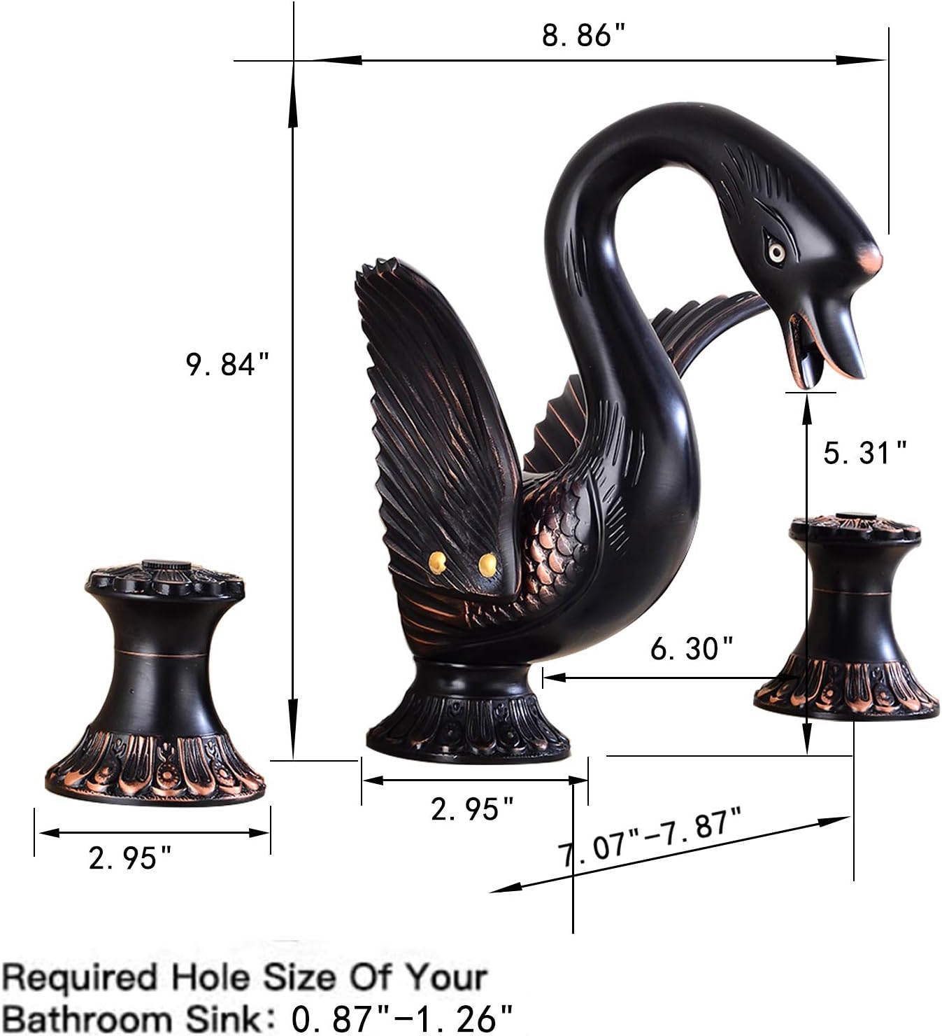 Swan Widespread Bathroom Faucet Oil Rubbed Bronze Two Handles 3 Holes 8-16 Inch Bathroom Sink Faucet Lavatory Mixer Tap with Water Supply Hose Luxury Commercial