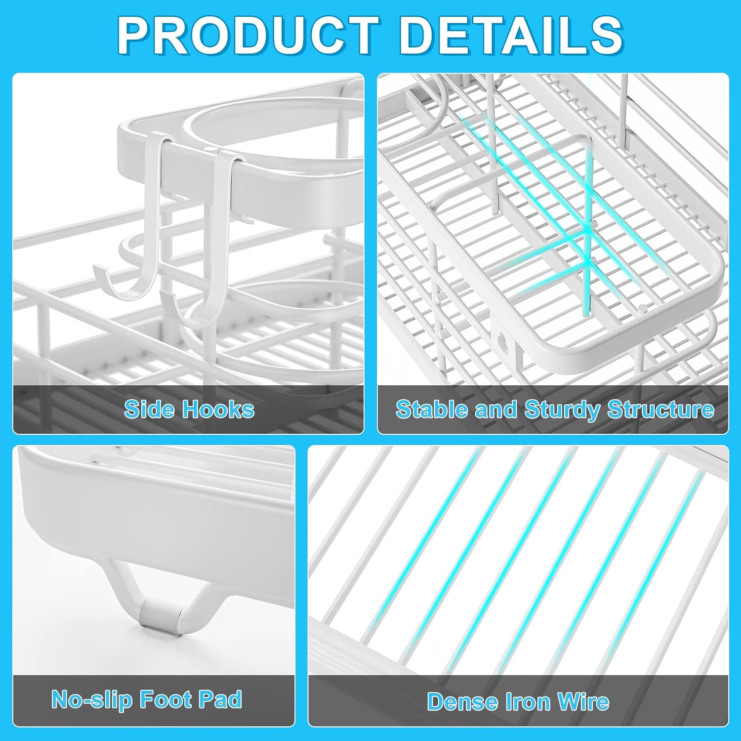 Metal Hair Tool Organizer Wall Mounted, Hair Dryer Holder Basket Storage, Bathroom Sink Organizer Countertop for Vanity Makeup Brush/Hair Straightener/Styling Tools, White, Stand