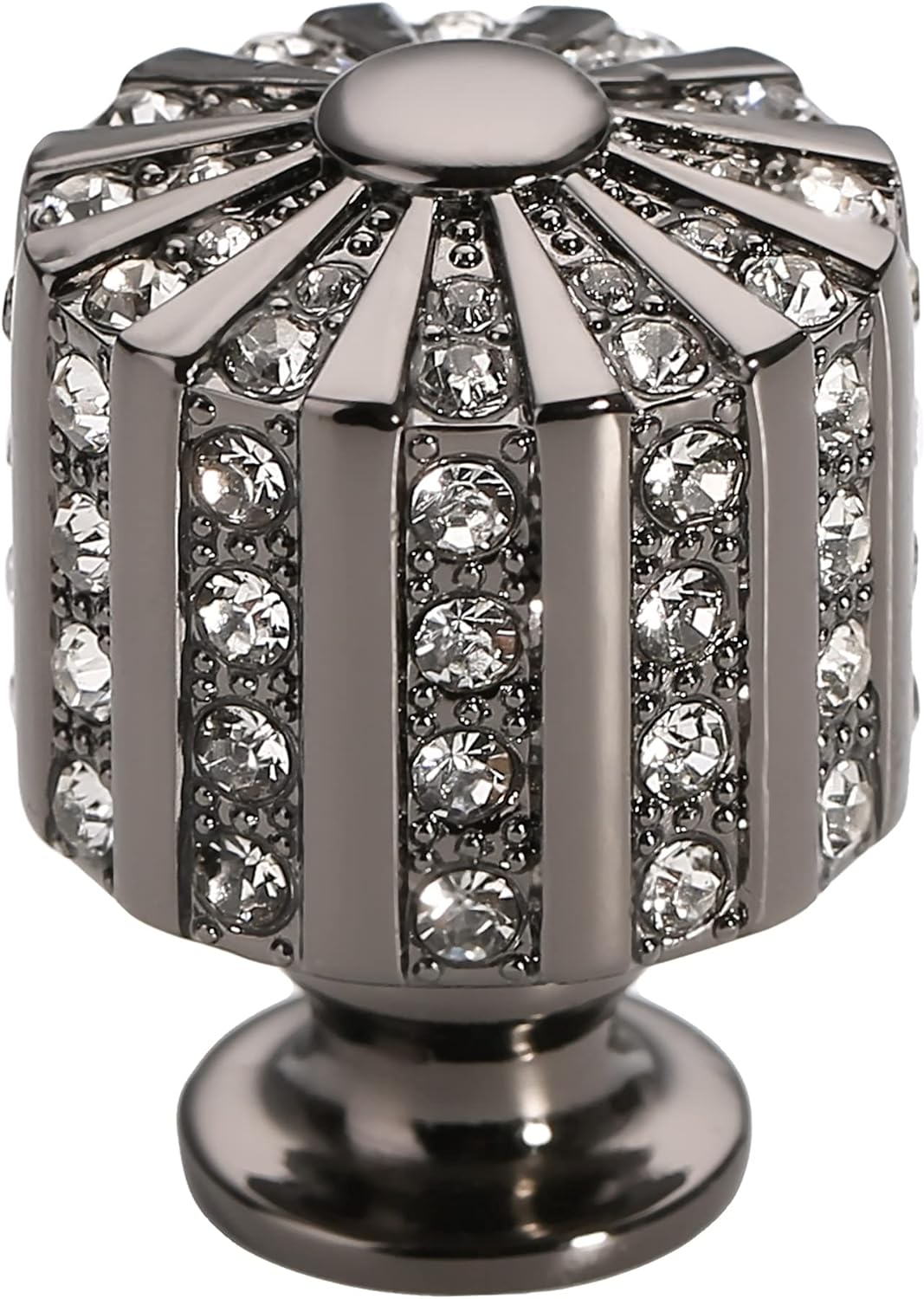 5 Pack Black Nickel Cabinet Knobs, 1 Inch(27mm) Cabinet Hardware Cylinder Crystal Knobs for Cabinets and Drawers