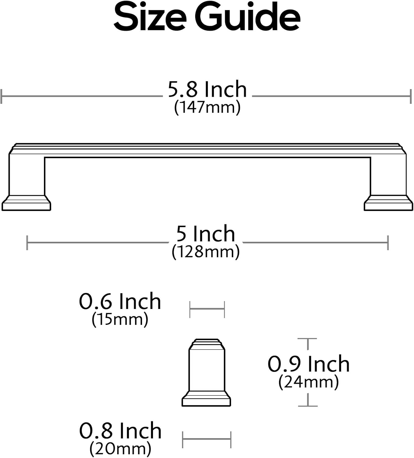 10 Pack Oil Rubbed Bronze Cabinet Pulls, 5 Inch(128mm) Hole Centers Cabinet Handles Kitchen Hardware for Cabinets and Drawer