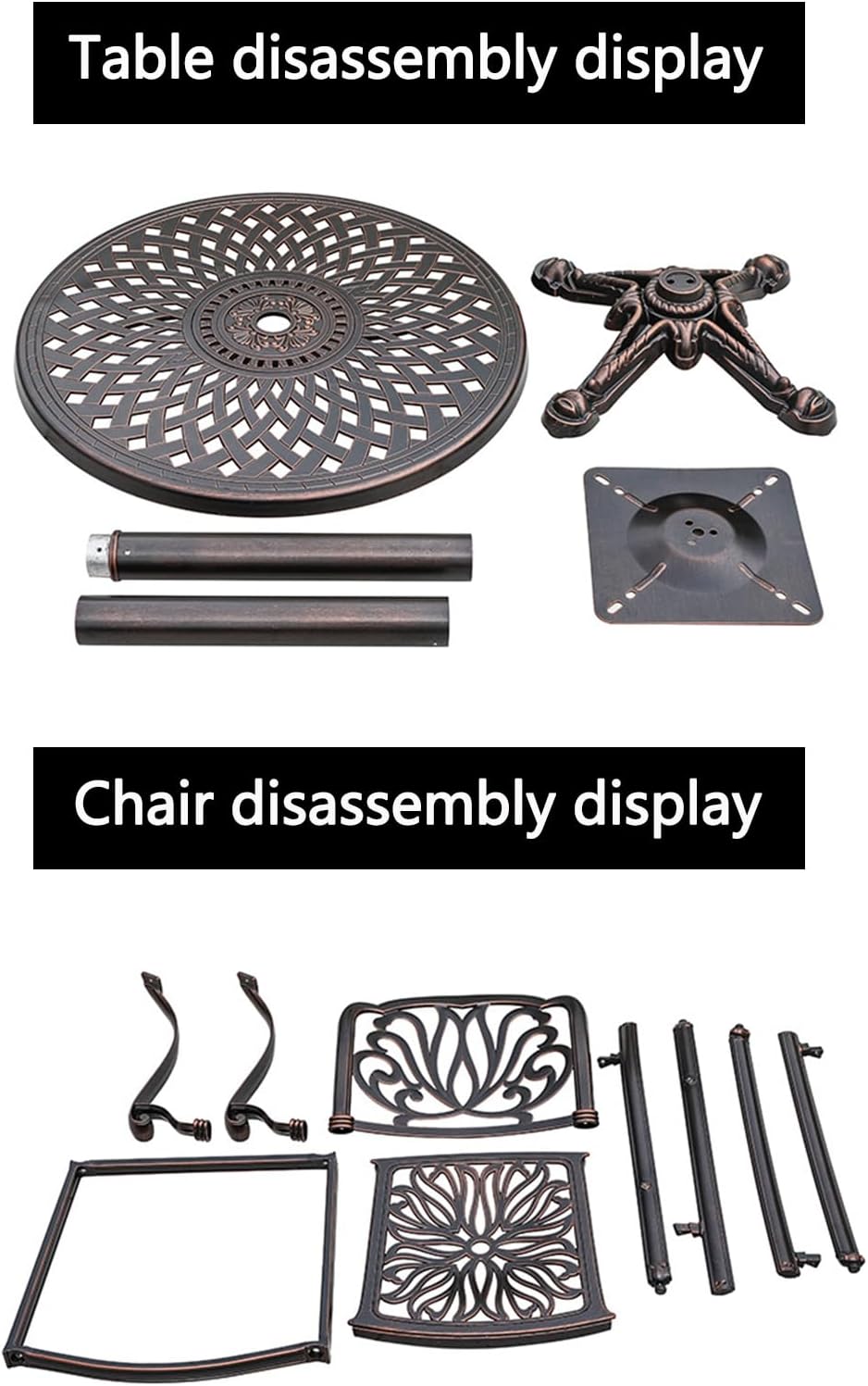 3/4-Piece Patio Bar Stools Set Cast Aluminum Outdoor Bar Height Bistro Set w/Cushion Bar Chairs & High Table w/Umbrella Hole