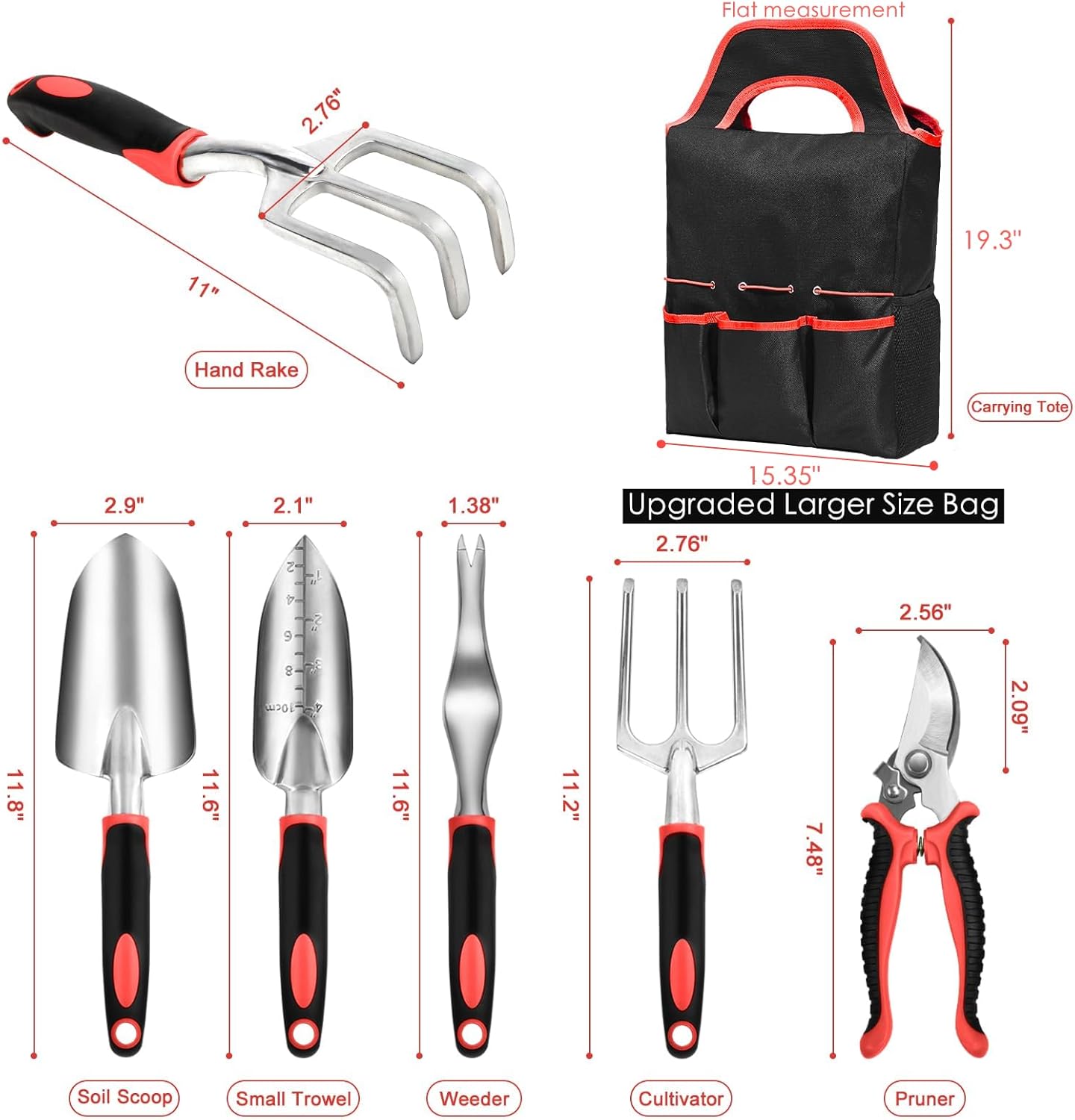 Garden Tool Set with Non Slip Rubber Grip,8 Piece Stainless Steel Gardening Tool Sets,Heavy Duty Outdoor Hand Tools