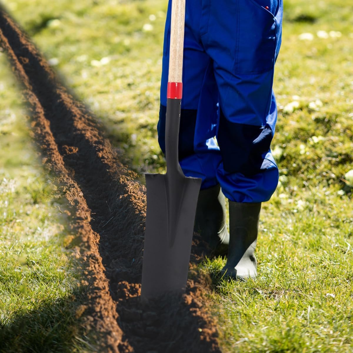 Spade Shovel for Digging, Heavy Duty Shovel with D-Handle, Trench Shovel for Gardening, 45 Inches