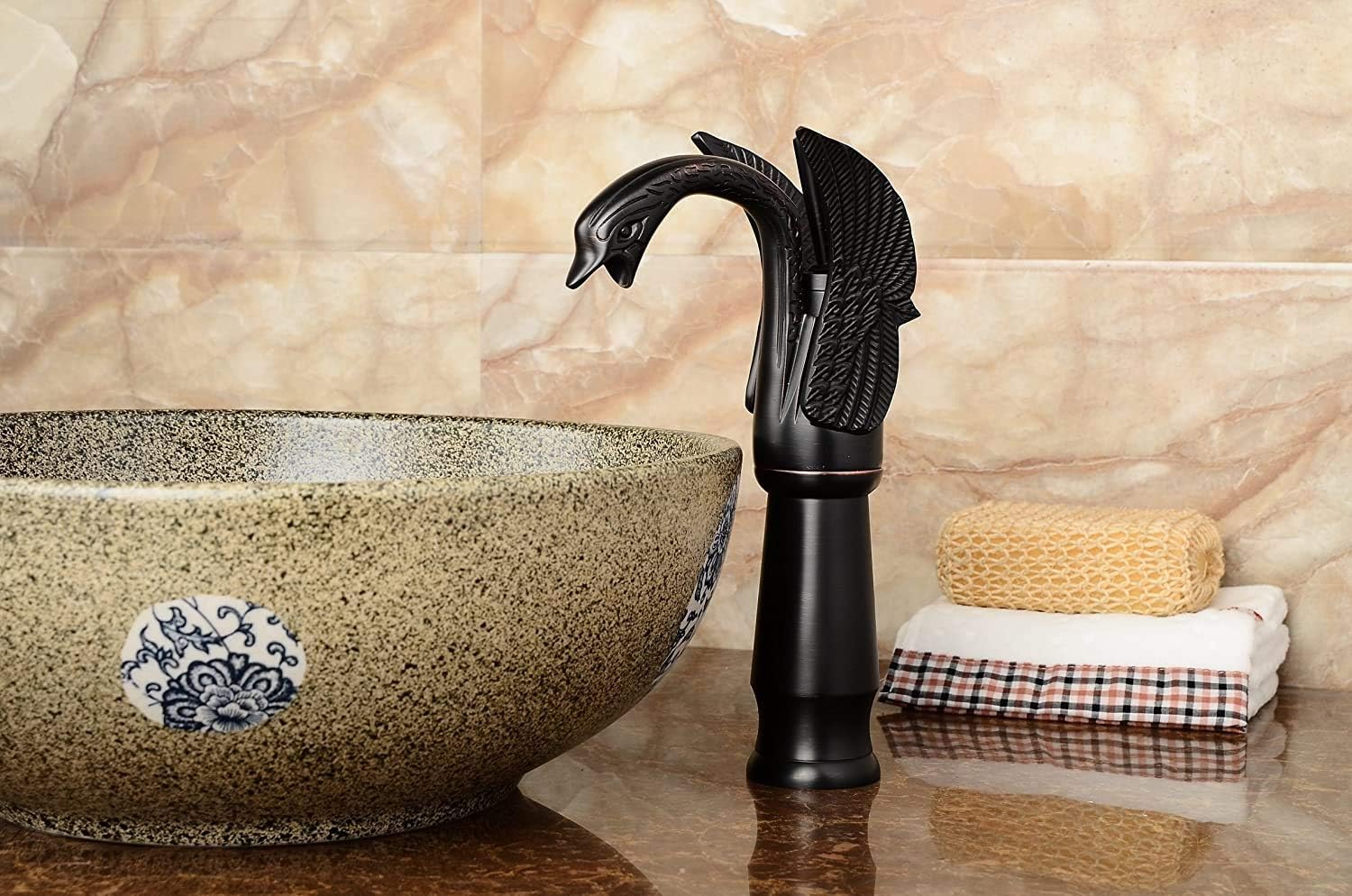 Swan Bathroom Vessel Sink Faucet Oil Rubbed Bronze Tall Single Handle One Hole Basin Faucet Aerator Spout Basin Mixer Tap