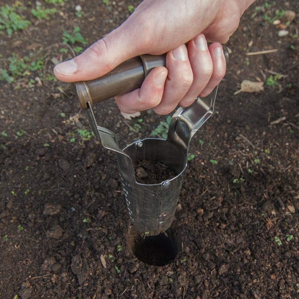 Bend Free Tool for Planting Bulbs - Automatic Soil Release for Digging/refilling Hole